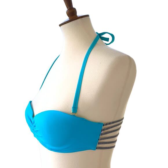 Victoria's Secret Bungee Cord Bandeau Bikini Top Blue Size 32B - Picture 3 of 8